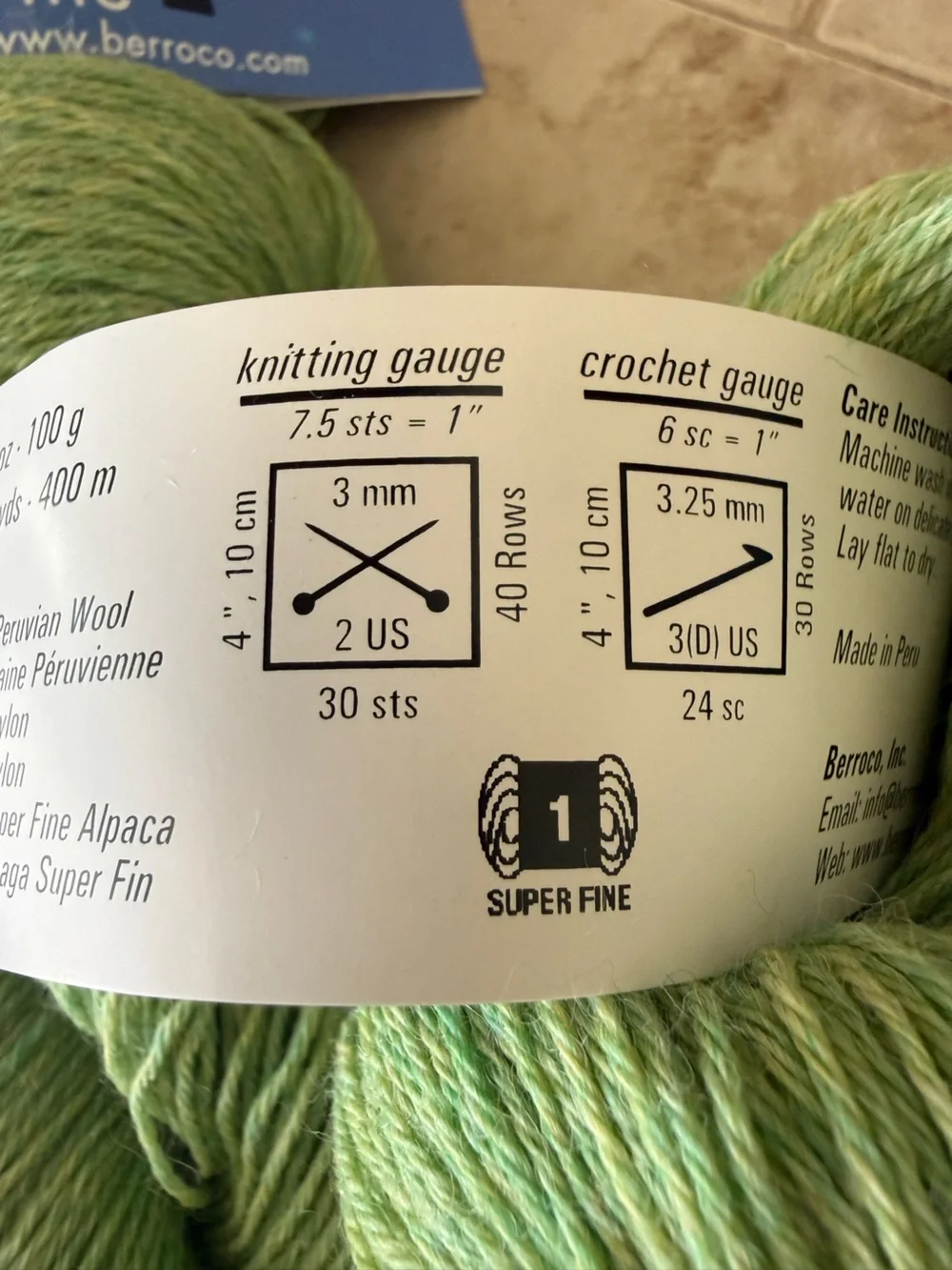 Berroco Ultra Alpaca Fine Knit Yarn - Light Green - Lime Mix